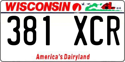 WI license plate 381XCR