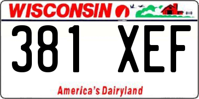 WI license plate 381XEF