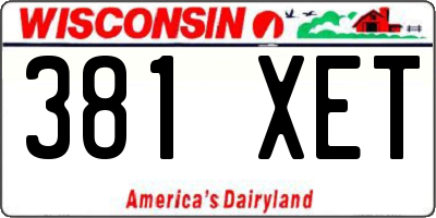 WI license plate 381XET
