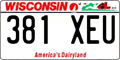 WI license plate 381XEU