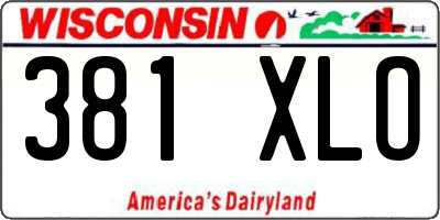 WI license plate 381XLO