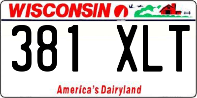 WI license plate 381XLT