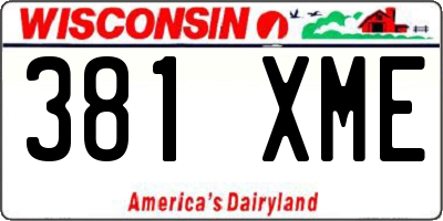 WI license plate 381XME