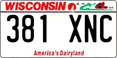 WI license plate 381XNC