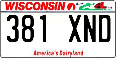 WI license plate 381XND