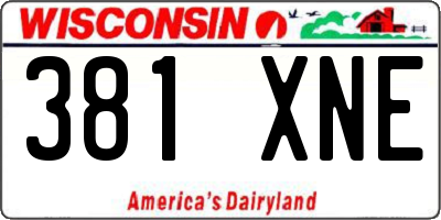 WI license plate 381XNE