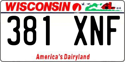 WI license plate 381XNF
