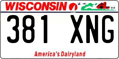 WI license plate 381XNG