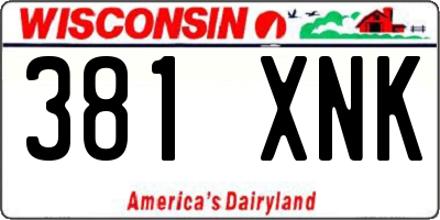 WI license plate 381XNK