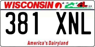 WI license plate 381XNL