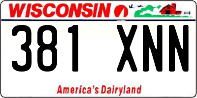 WI license plate 381XNN