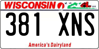 WI license plate 381XNS