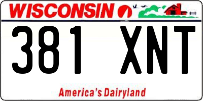 WI license plate 381XNT