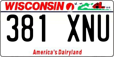 WI license plate 381XNU