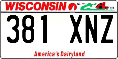 WI license plate 381XNZ