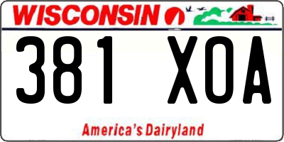 WI license plate 381XOA