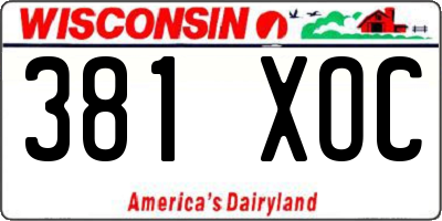WI license plate 381XOC