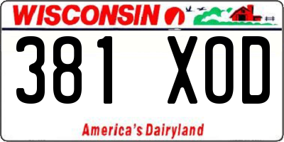 WI license plate 381XOD