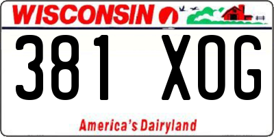 WI license plate 381XOG