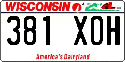 WI license plate 381XOH
