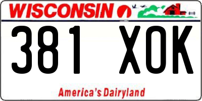 WI license plate 381XOK