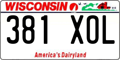 WI license plate 381XOL