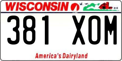WI license plate 381XOM