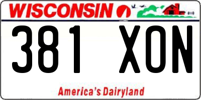 WI license plate 381XON