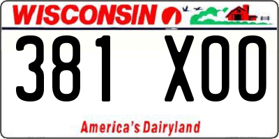 WI license plate 381XOO