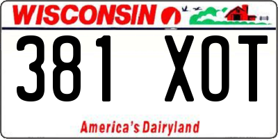 WI license plate 381XOT