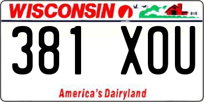 WI license plate 381XOU