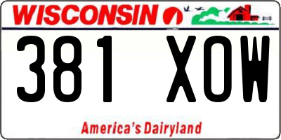 WI license plate 381XOW