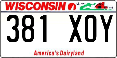 WI license plate 381XOY