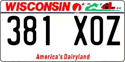WI license plate 381XOZ