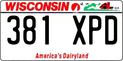 WI license plate 381XPD