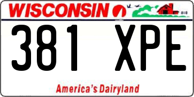 WI license plate 381XPE