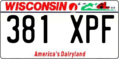 WI license plate 381XPF