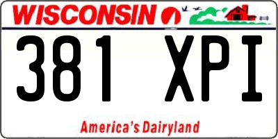 WI license plate 381XPI