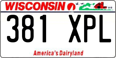 WI license plate 381XPL