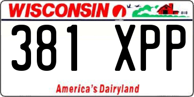 WI license plate 381XPP