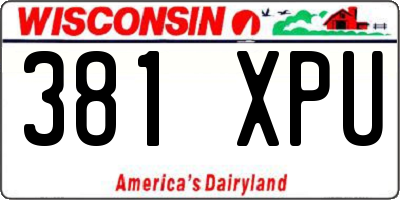 WI license plate 381XPU