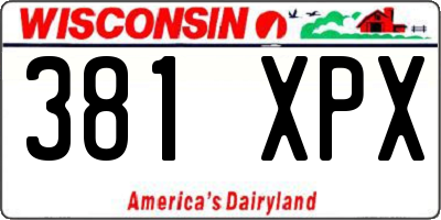 WI license plate 381XPX