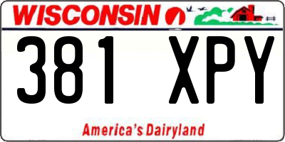 WI license plate 381XPY