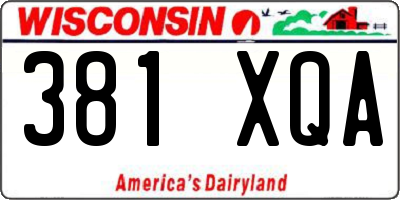 WI license plate 381XQA