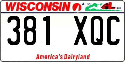WI license plate 381XQC