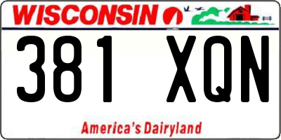 WI license plate 381XQN