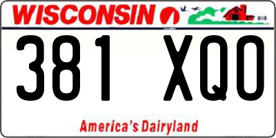 WI license plate 381XQO