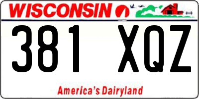 WI license plate 381XQZ