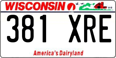 WI license plate 381XRE