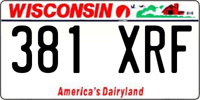 WI license plate 381XRF